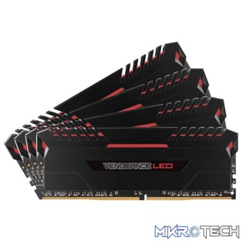 Corsair VENGEANCE LED 32GB (4 x 8GB) DDR4 DRAM 3000MHz CL15 1.35V CMU32GX4M4C3000C15R Memory Kit with Red LEDs  Black